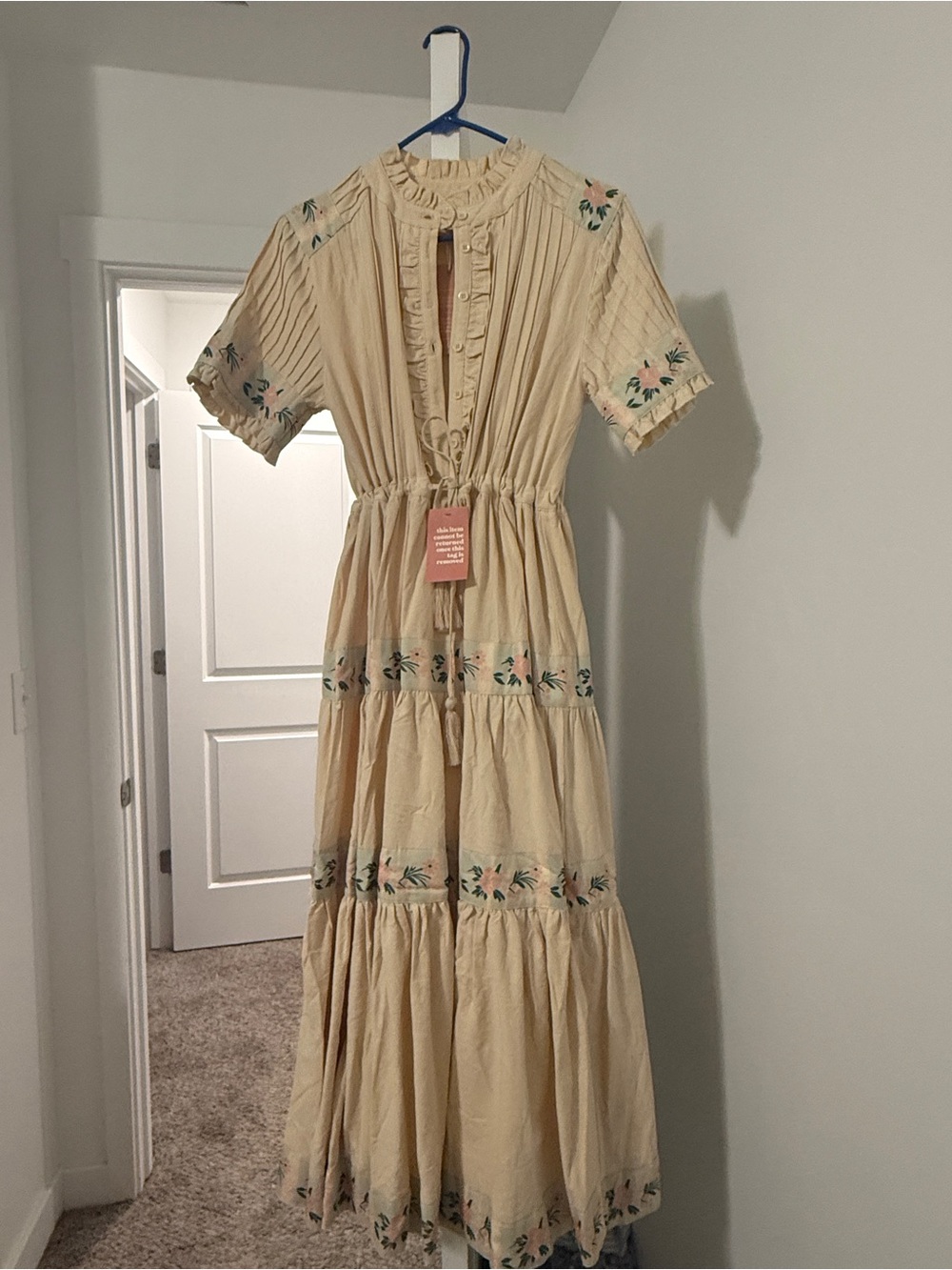 Ivy City Co Cream Embroidered Tiered Maxi Dress